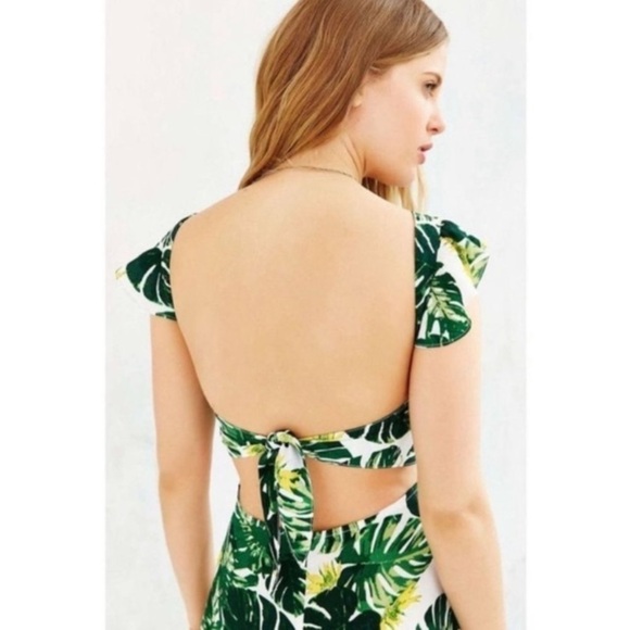 For Love & Lemons V-Neck Monstera Palm Tropical Leaf Dress XS NWT Maximalist - Picture 4 of 16